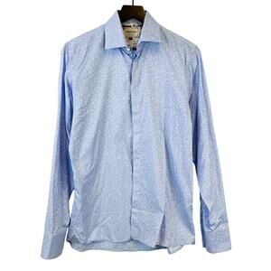 Archive Ted Baker 15.5 Cotton Light Blue Floral Dress Shirt